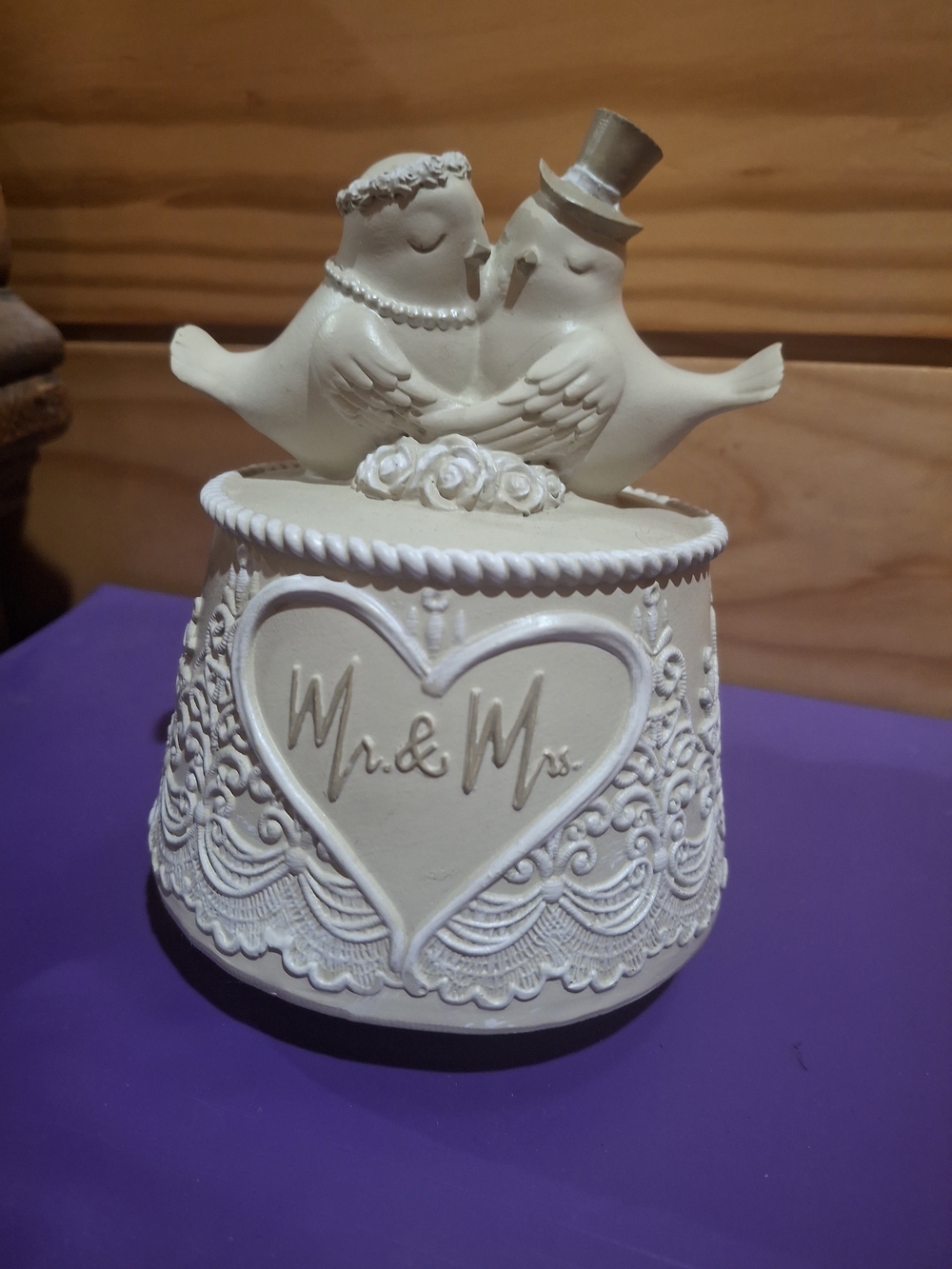 Mr. & Mrs. Wedding Love Birds Wind-Up Musical Figurine